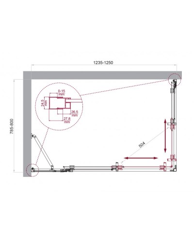 Душевой уголок BelBagno LUCE-AH-21-125/80-C-Cr