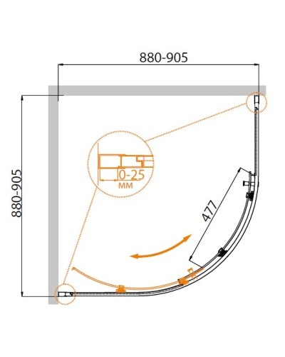Душевой уголок CEZARES MOLVENO-R-1-90-P-Cr