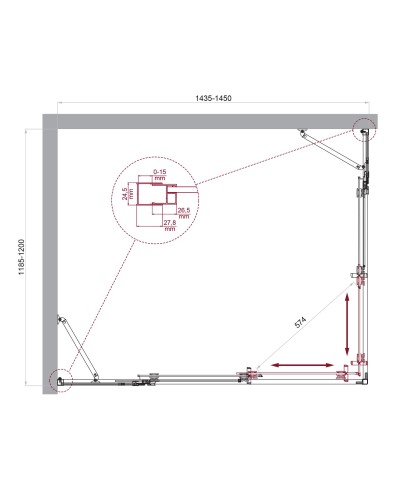 Душевой уголок BelBagno LUCE-AH-22-145/120-C-Cr