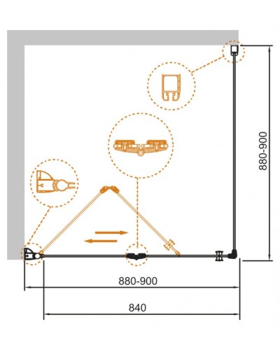 Душевой уголок CEZARES ECO-O-AS-1-90-C-Cr