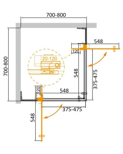 Душевой уголок CEZARES SLIDER-A-2-70/80-C-GM