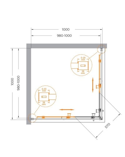 Душевой уголок CEZARES RELAX-304-A-2-100-C-GM