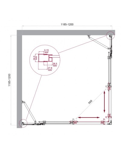 Душевой уголок BelBagno LUCE-A-22-100+20-C-Cr