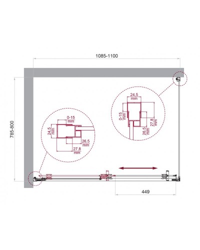 Душевой уголок BelBagno LUCE-AH-1-110/80-C-Cr
