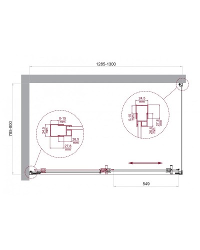 Душевой уголок BelBagno LUCE-AH-1-130/80-C-Cr