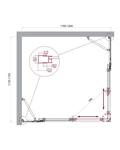 Душевой уголок BelBagno LUCE-AH-22-120/115-C-Cr