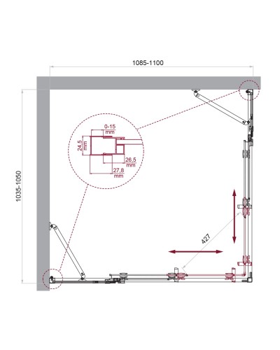 Душевой уголок BelBagno LUCE-AH-22-110/105-C-Cr