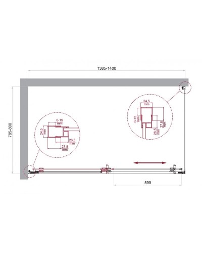 Душевой уголок BelBagno LUCE-AH-1-140/80-C-Cr