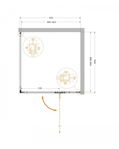 Душевой уголок CEZARES LINER-A-1-90-C-NERO-R правый
