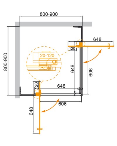 Душевой уголок CEZARES SLIDER-A-2-80/90-C-GM