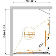 Душевой уголок CEZARES MOLVENO-AH-21-80+30-P-Cr