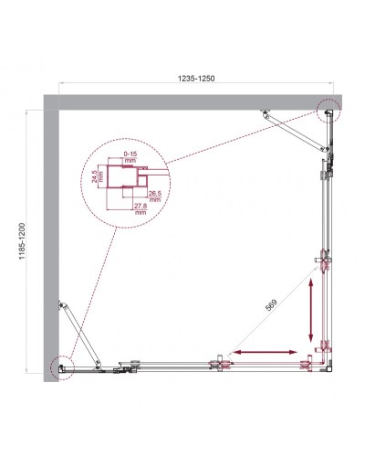 Душевой уголок BelBagno LUCE-AH-22-125/120-C-Cr