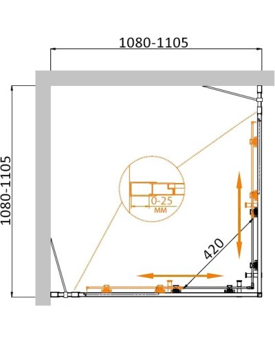 Душевой уголок CEZARES MOLVENO-A-22-80+30-P-Cr
