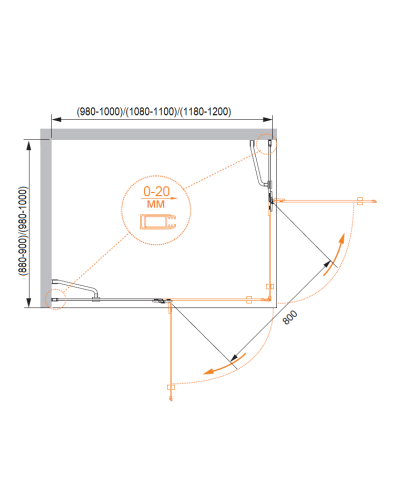 Душевой уголок CEZARES BERGAMO-W-AH-2-110/100-C-Cr-L