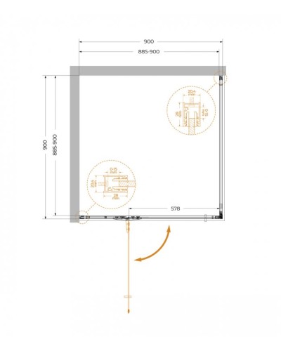 Душевой уголок CEZARES LINER-A-1-90-C-NERO-L левый