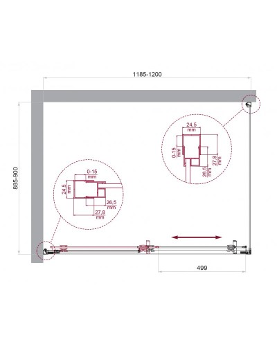 Душевой уголок BelBagno LUCE-AH-1-120/90-P-Cr