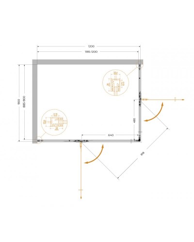 Душевой уголок CEZARES LINER-AH-2-120/90-C-Cr-L левый