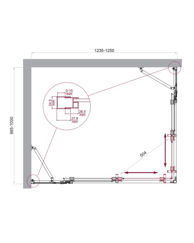 Душевой уголок BelBagno LUCE-AH-22-125/100-C-Cr