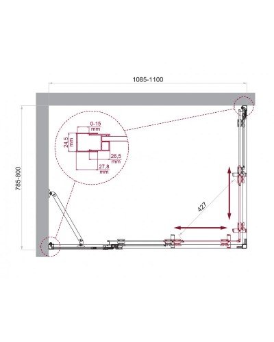 Душевой уголок BelBagno LUCE-AH-21-110/80-C-Cr