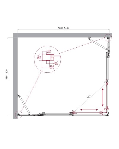 Душевой уголок BelBagno LUCE-AH-22-140/120-C-Cr