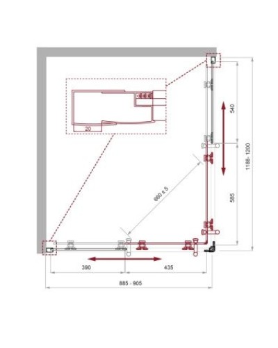 Душевой уголок BelBagno UNO-195-AH-2-120/90-P-NERO
