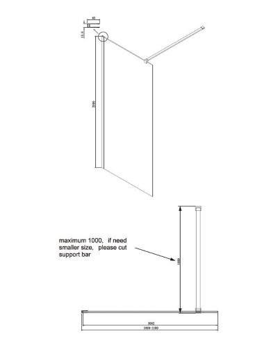 Душевая перегородка Ambassador Walk-in 110х200 15031103 профиль Хром стекло прозрачное