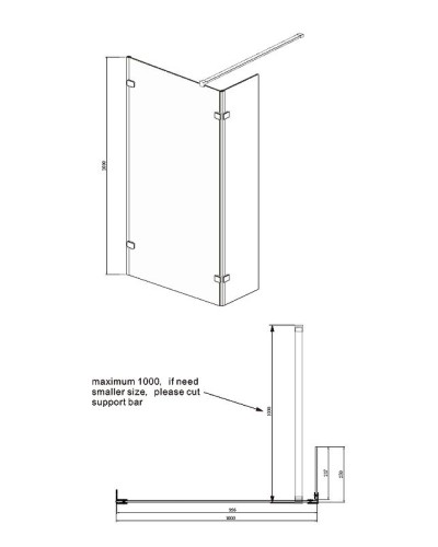 Душевая перегородка Ambassador Walk-in 100х200 15031106 профиль Хром стекло прозрачное