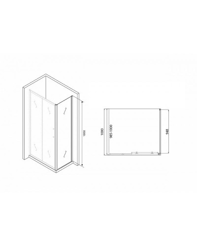 Душевая стенка Abber Schwarzer Diamant 100 S100B профиль Черный стекло прозрачное