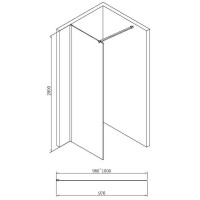 Душевая перегородка Abber AG61100B 100x200 профиль Черный стекло прозрачное