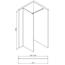 Душевая перегородка Abber AG61100B 100x200 профиль Черный стекло прозрачное