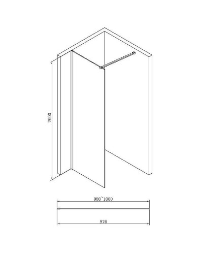 Душевая перегородка Abber AG61100B 100x200 профиль Черный стекло прозрачное