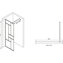 Душевая перегородка Abber Immer Offen 100 AG63100B профиль Черный стекло прозрачное