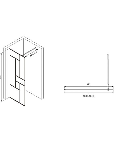 Душевая перегородка Abber Immer Offen 100 AG63100B профиль Черный стекло прозрачное