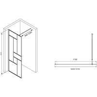 Душевая перегородка Abber Immer Offen 120 AG63120B профиль Черный стекло прозрачное