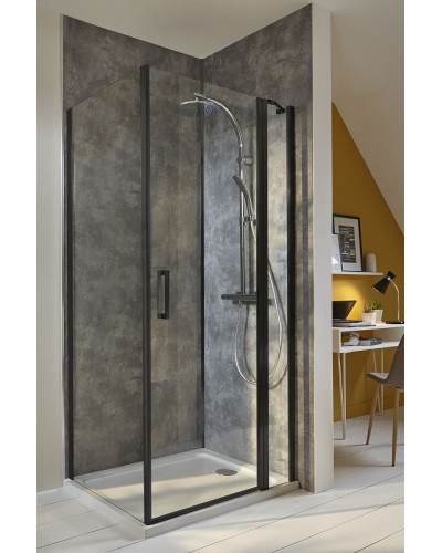 Душевая стенка Jacob Delafon Contra 90 E22FT90-BL профиль Черный матовый стекло прозрачное