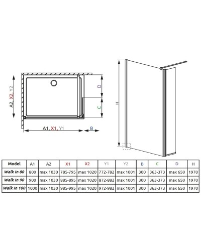 Неподвижная перегородка Radaway EOS II Walk-in 100 L прозрачное