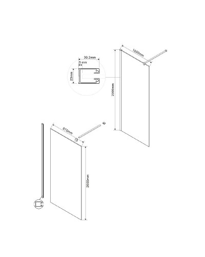 Душевая перегородка Vincea Walk-In 100 VSW-1H100CLB профиль Черный матовый стекло прозрачное