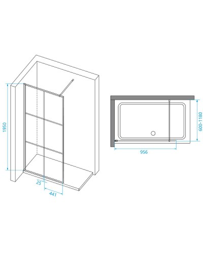 Душевая перегородка RGW Walk In WA-111B 100 411011110-84 профиль Черный стекло прозрачное