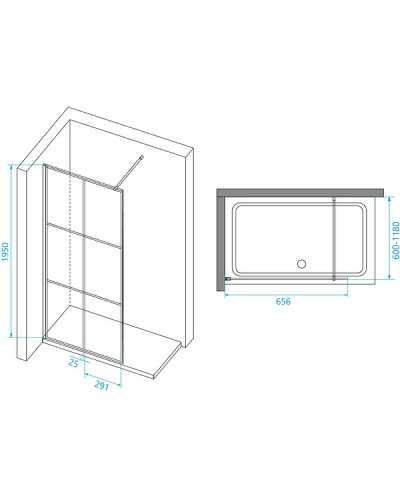 Душевая перегородка RGW Walk In WA-111B 70 411011107-84 профиль Черный стекло прозрачное