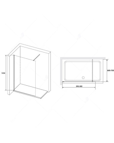 Душевая перегородка RGW Walk In WA-010B 70 351001007-24 профиль Черный стекло матовое