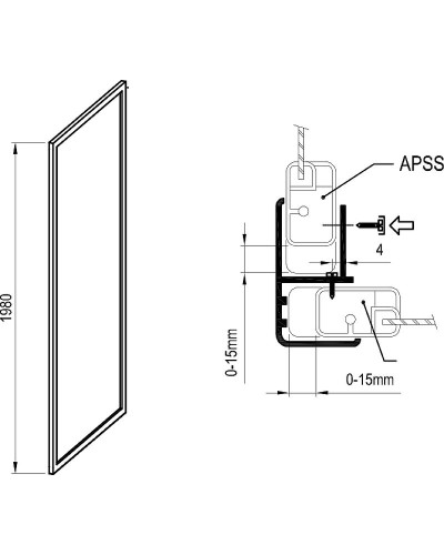 Душевая стенка Ravak Supernova APSS-75 94030UR2Z1 профиль Сатин стекло Transparent