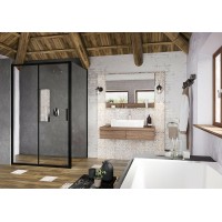 Душевая стенка Ravak Blix Slim BLSPS-80 X9BM40300Z1 профиль Черный стекло Transparent