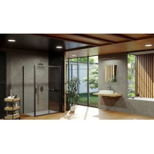 Душевая стенка Ravak Blix Slim BLSPS-80 X9BM40300Z1 профиль Черный стекло Transparent