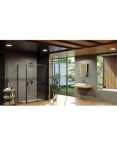 Душевая стенка Ravak Blix Slim BLSPS-90 X9BM70300Z1 профиль Черный стекло Transparent