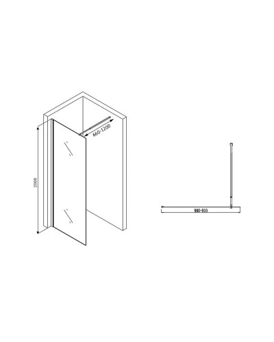 Душевая перегородка Abber Immer Offen 90 AG61090B профиль Черный стекло прозрачное