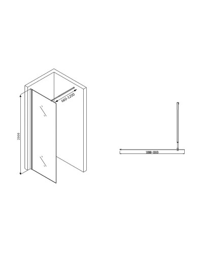Душевая перегородка Abber Immer Offen 100 AG61100 профиль Хром стекло прозрачное