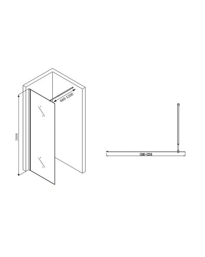 Душевая перегородка Abber Immer Offen 120 AG61120 профиль Хром стекло прозрачное