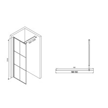 Душевая перегородка Abber Immer Offen 90 AG62090B профиль Черный стекло прозрачное
