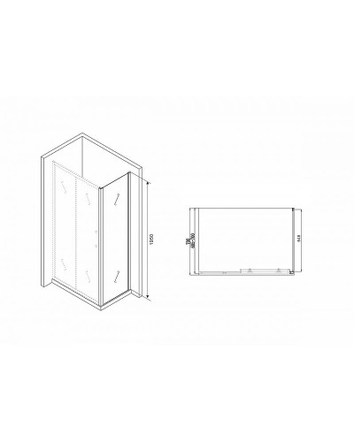 Душевая стенка Abber Schwarzer Diamant 70x195 S70B профиль Черный стекло прозрачное