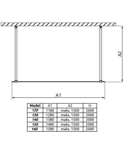 Неподвижная перегородка Radaway Modo New Black I 120 прозрачное